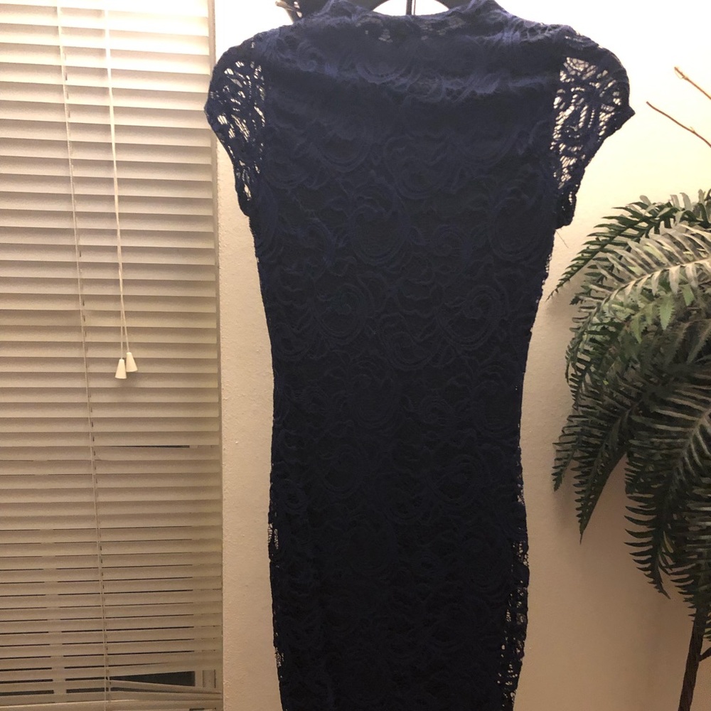 Blue midi-lace dress